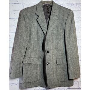 Joe Namath Blazer Men 44R Black White Gray Wool Tweed Lined Vent Classic Career